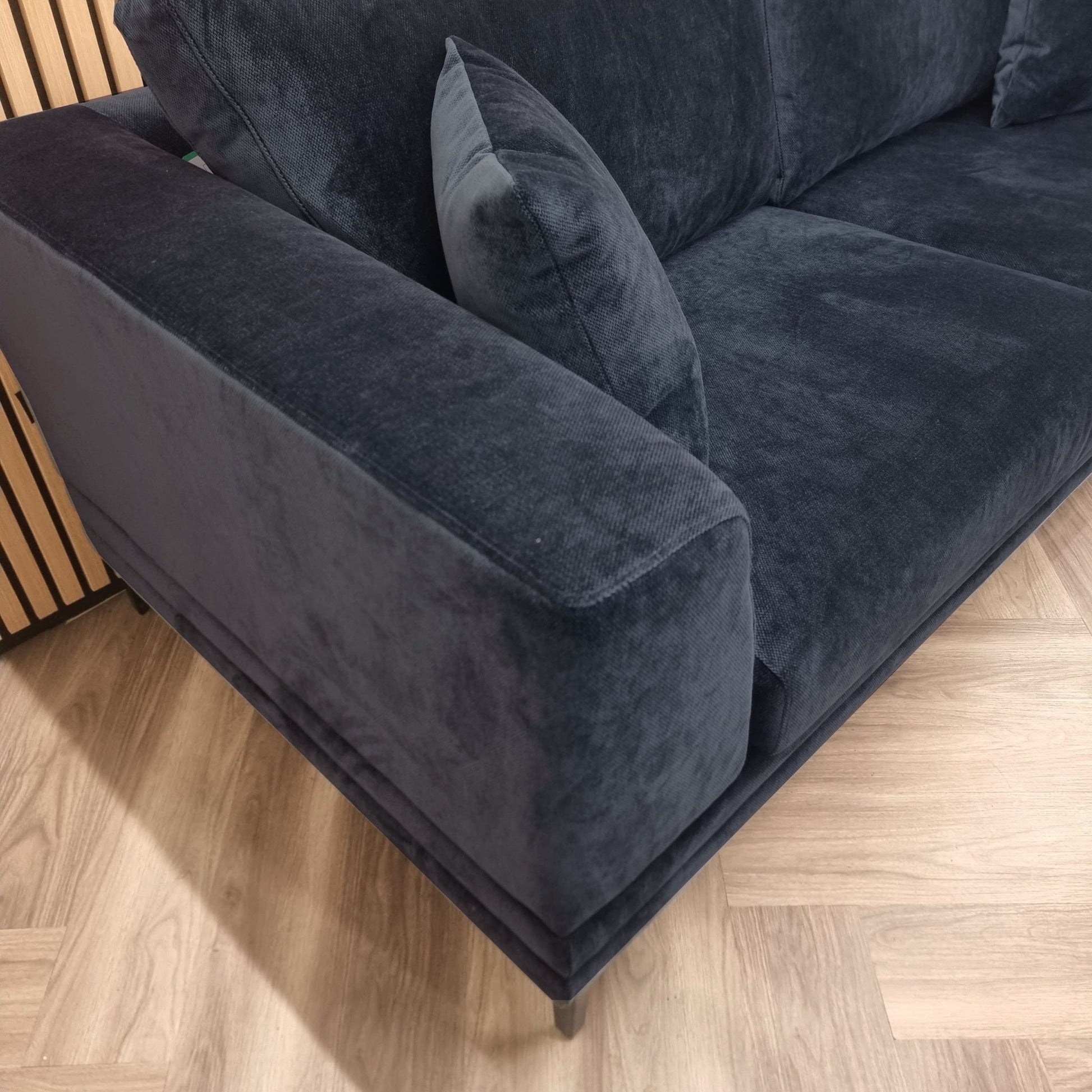 Aluxo Lenox Sofa Range in Aegean Blue Velvet 2 and 3 seater