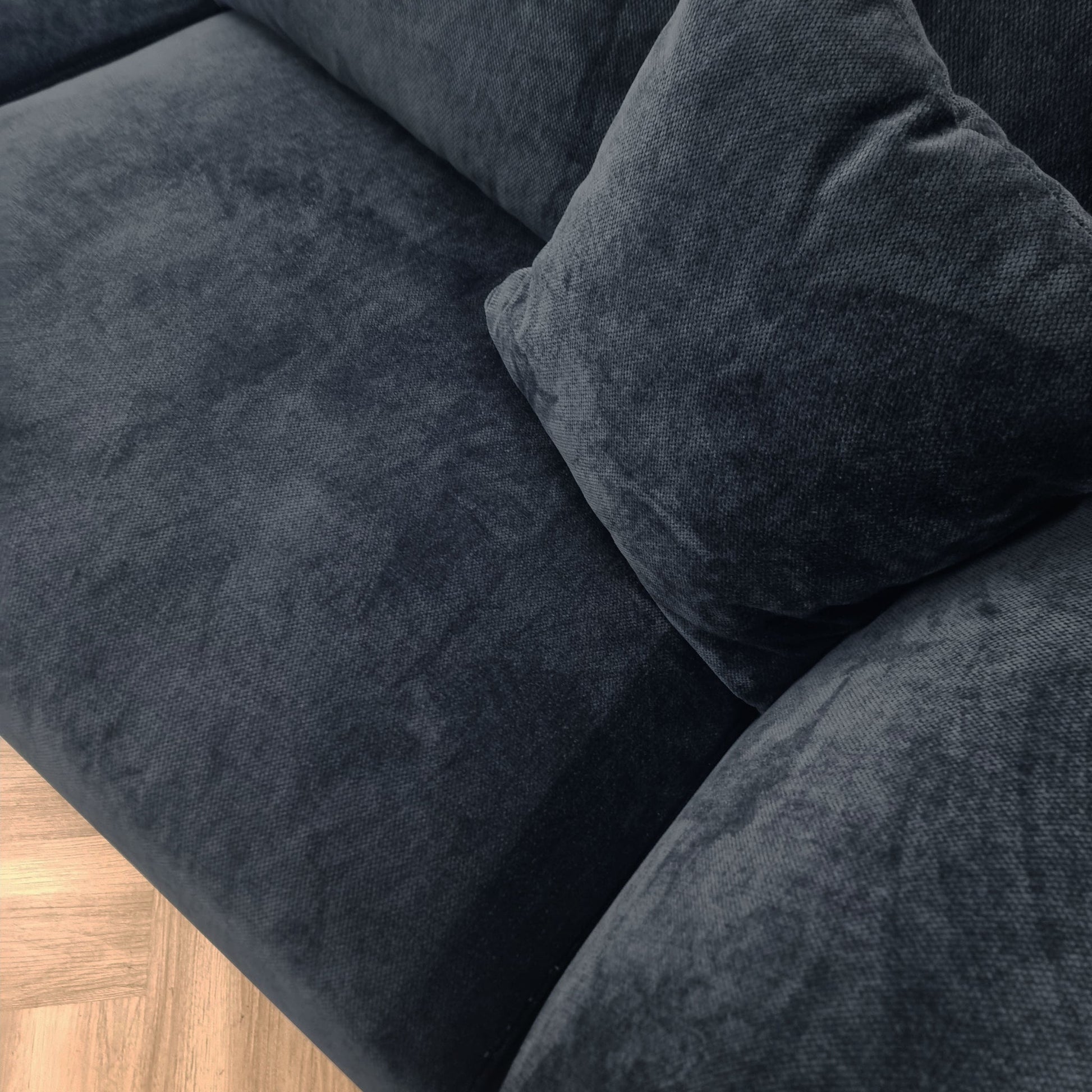 Aluxo Lenox Sofa Range in Aegean Blue Velvet 2 and 3 seater