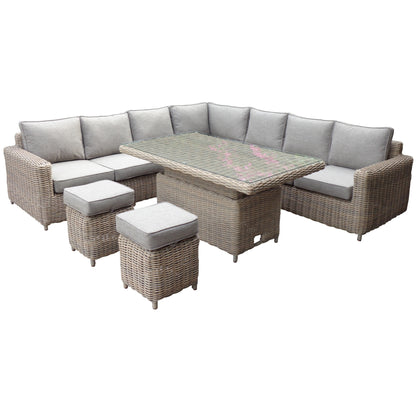 Serenity Outdoor Large Corner Set With Riser Table + 2 Stools