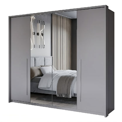 Brema 256cm Swing Bi-folding Door Wardrobe in White or Grey Matt