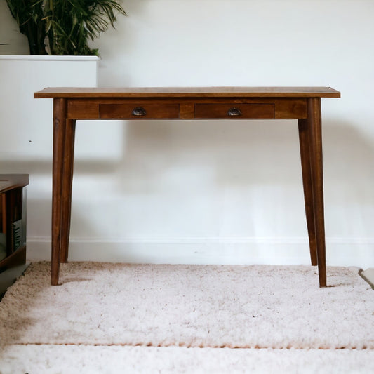 2 Drawer Chestnut Writing Desk in 100% Solid Mango Wood