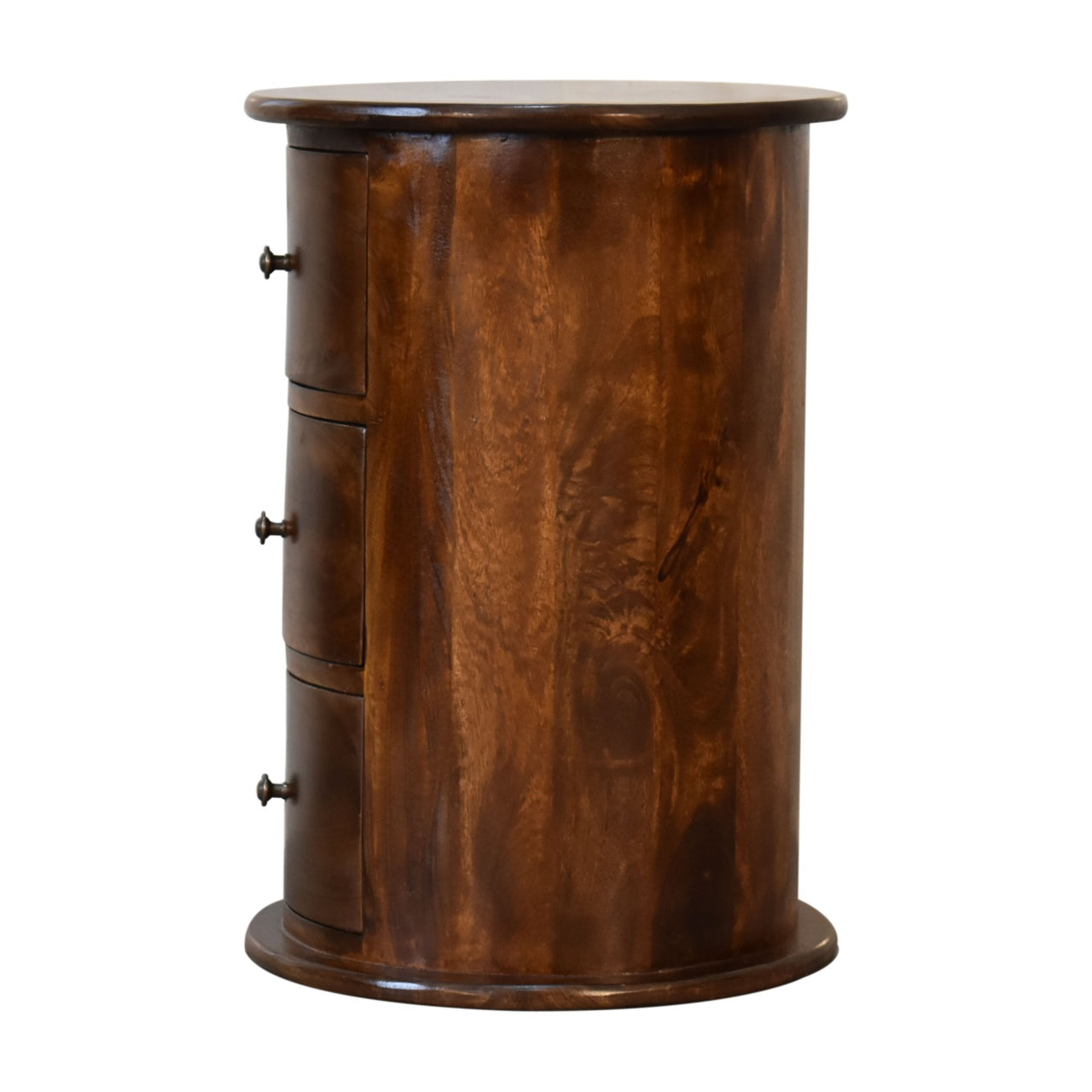 3 Drawer Chestnut Drum. 100% Solid Mango Wood