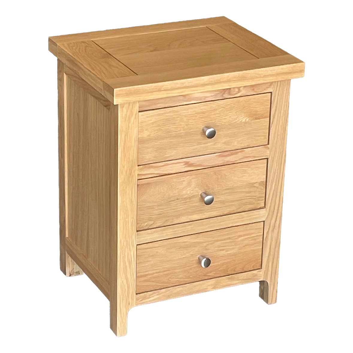 Como 3 Drawer Bedside Cabinet – Solid American Oak & Oak Veneer. 3 Drawers