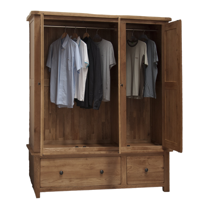 Rustic Oak Triple Wardrobe. Premium Oak