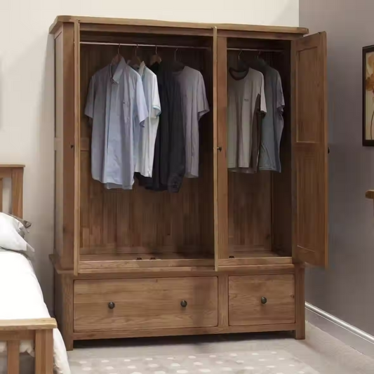 Rustic Oak Triple Wardrobe. Premium Oak