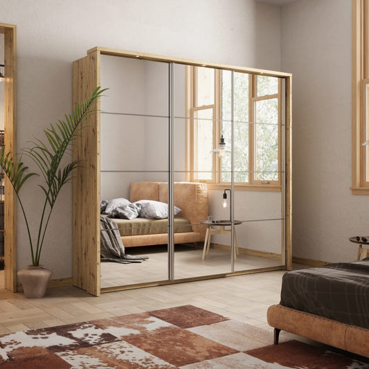 Arti 27 - 3 Sliding Door Wardrobe 240cm Oak Shetland