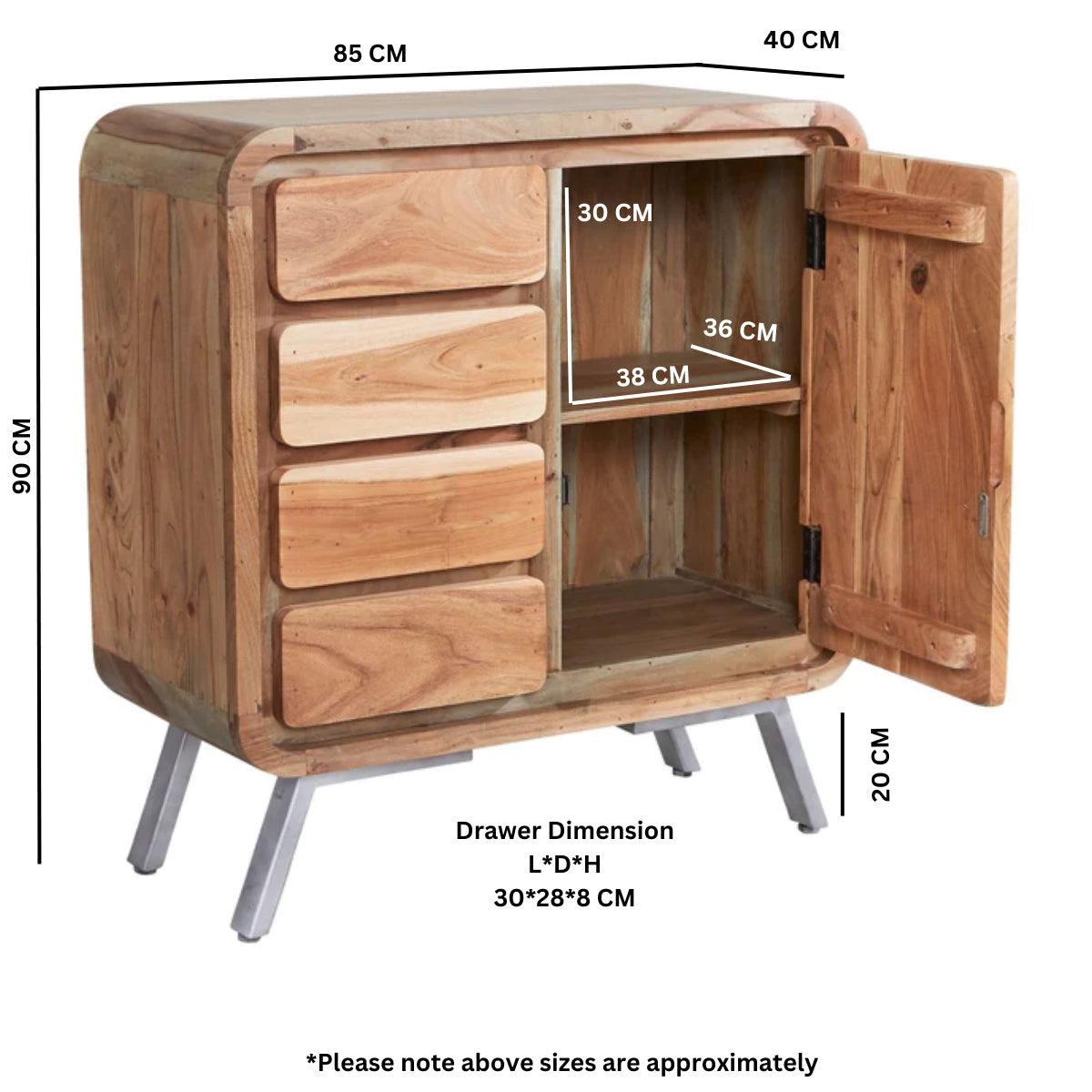 Aspen Medium Sideboard 100 % Solid Hardwood and Reclaimed Metal