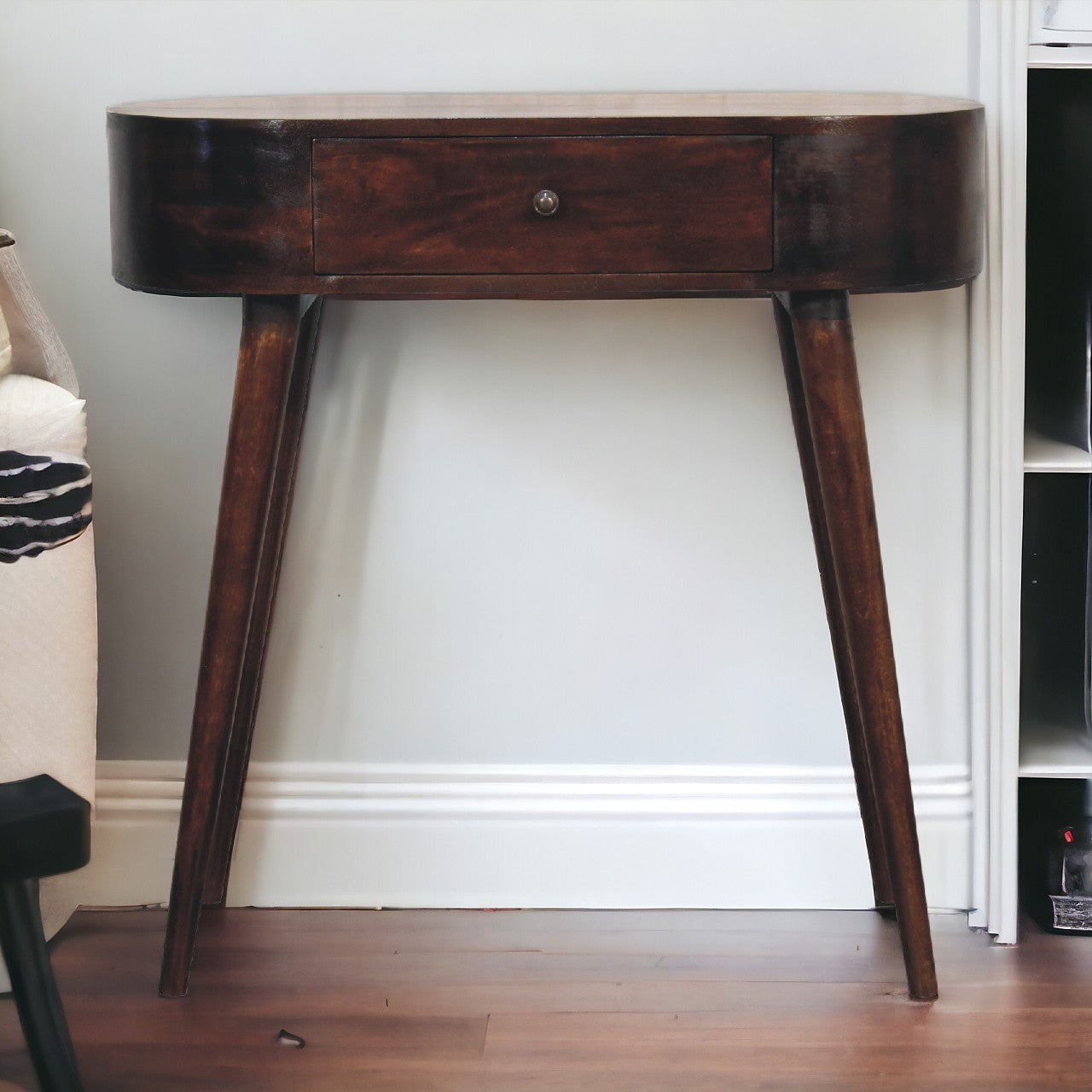 Albion Light Walnut Console Table. 100% Solid Mango Wood