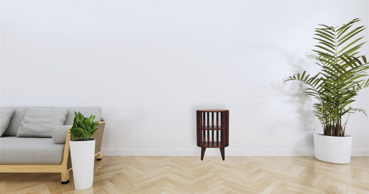 Ariella Double Shelf Chestnut Bedside. 100% Solid Mango Wood