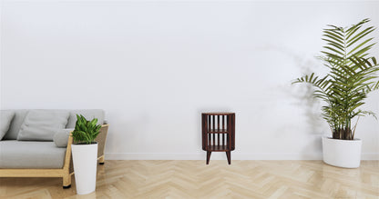 Ariella Double Shelf Chestnut Bedside. 100% Solid Mango Wood