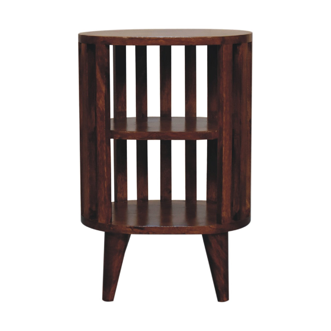 Ariella Double Shelf Chestnut Bedside. 100% Solid Mango Wood