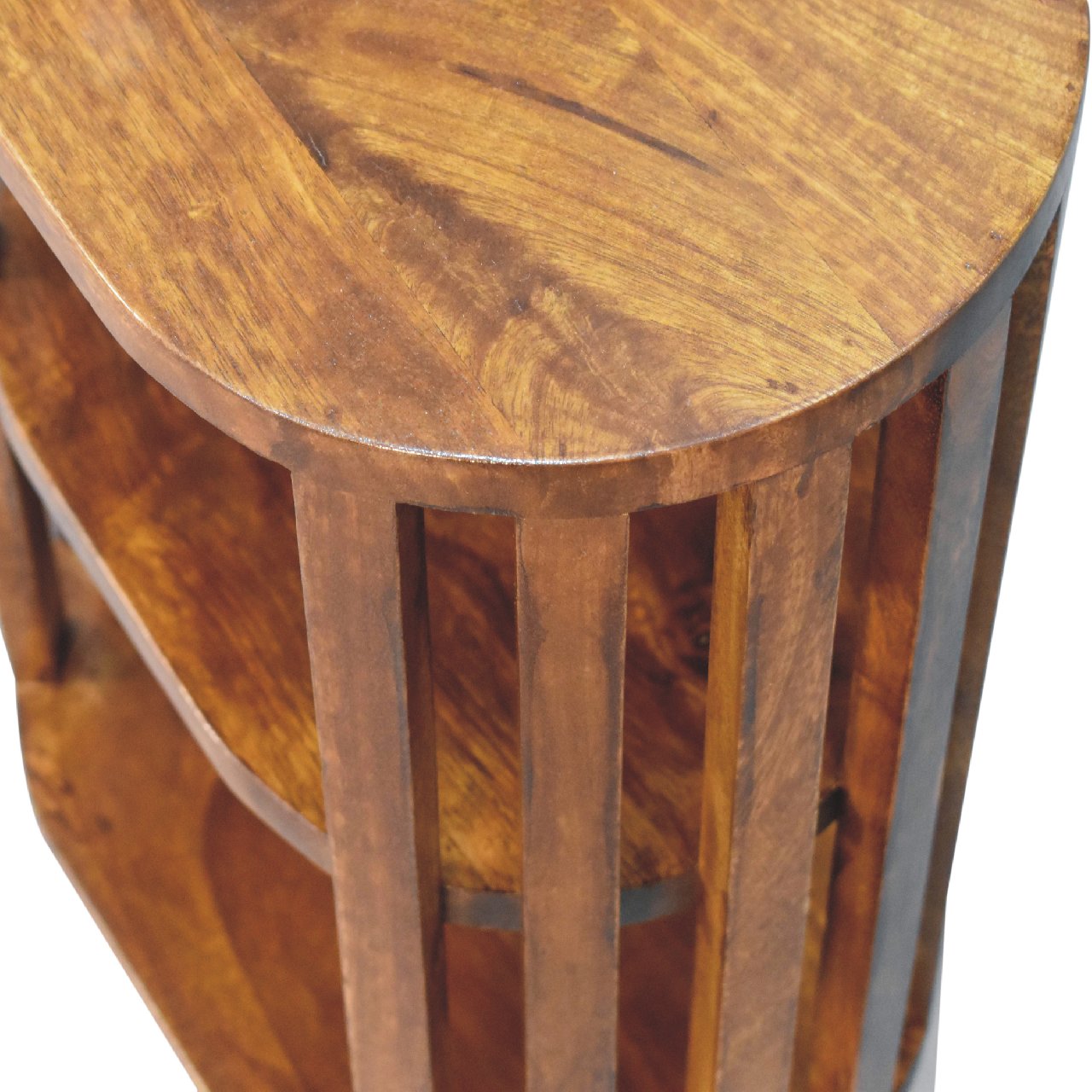 Ariella Double Shelf Chestnut Bedside. 100% Solid Mango Wood