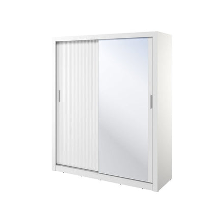 Arti 28 - 2 White Sliding Door Wardrobe 180cm with Mirror & LED Light