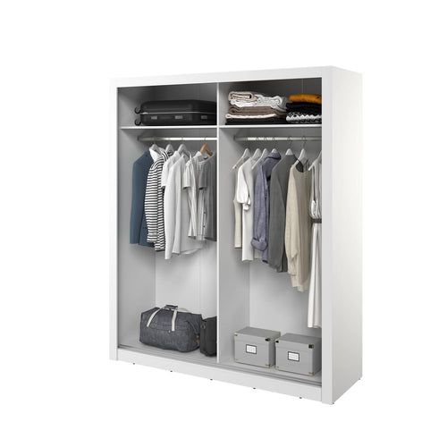 Arti 28 - 2 White Sliding Door Wardrobe 180cm with Mirror & LED Light