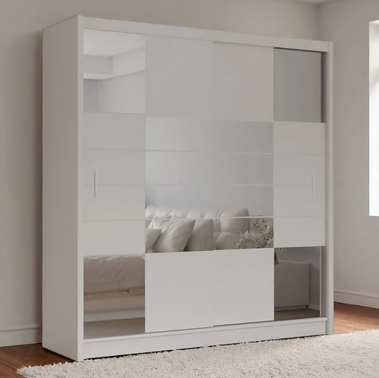 Aruba II 203cm Sliding Door Wardrobe in Sand Beige - Warmth and Functionality Combined