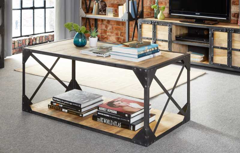 Ascot Coffee Table. Metal & Solid Wood Construction
