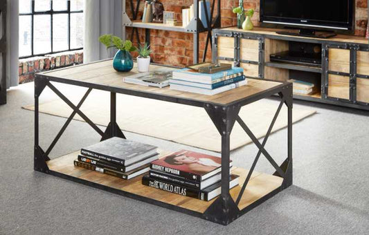 Ascot Coffee Table. Metal & Solid Wood Construction