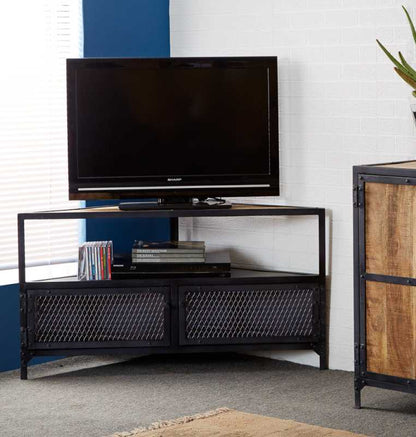 Ascot Corner TV Unit. Metal and Solid Wood Construction