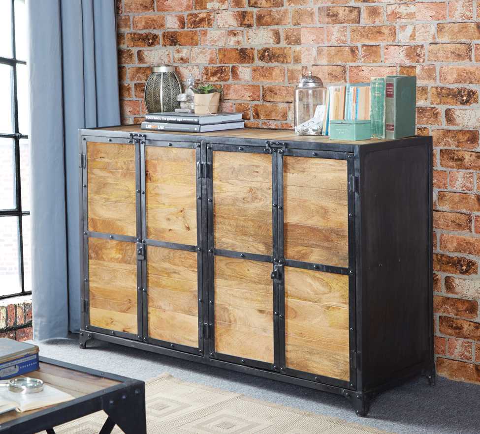 Ascot Large Sideboard, Reclaimed Wood & Metal