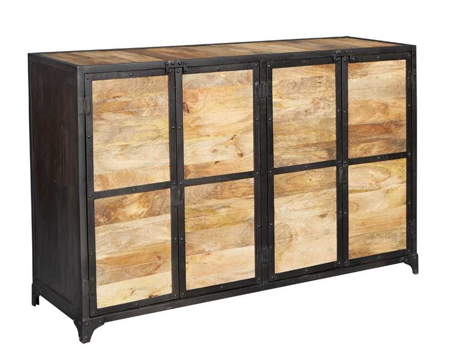 Ascot Large Sideboard, Reclaimed Wood & Metal
