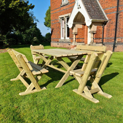 Ashcombe Table Set Sits 6 - Premium Swedish Redwood