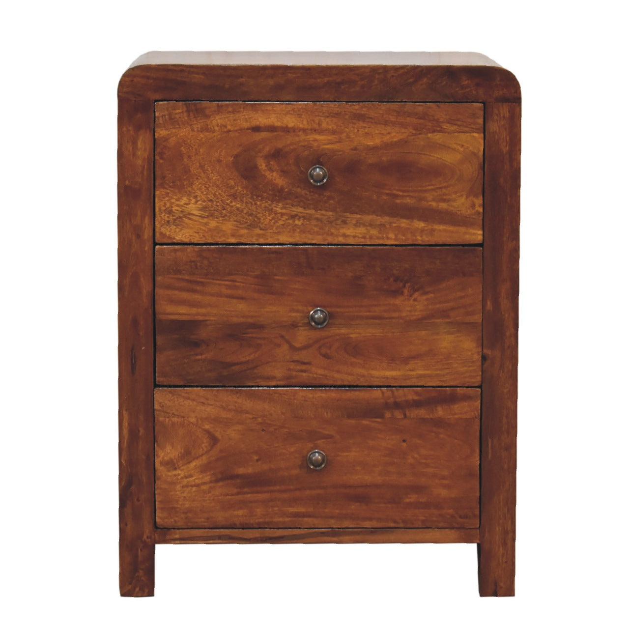 Aspen 3 Drawer Bedside. 100% Solid Mango Wood