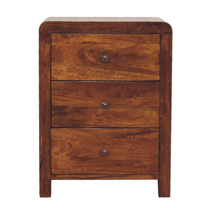Aspen 3 Drawer Bedside. 100% Solid Mango Wood
