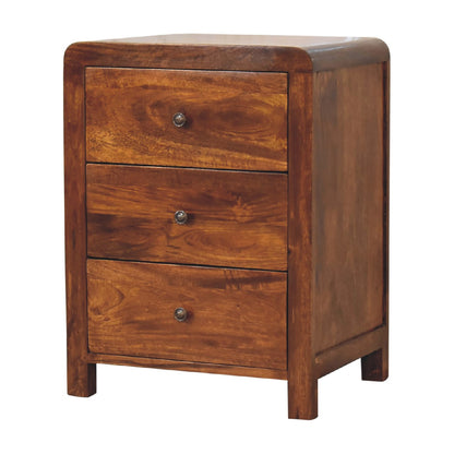 Aspen 3 Drawer Bedside. 100% Solid Mango Wood