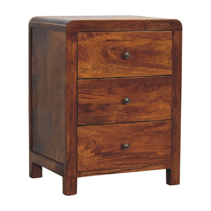 Aspen 3 Drawer Bedside. 100% Solid Mango Wood