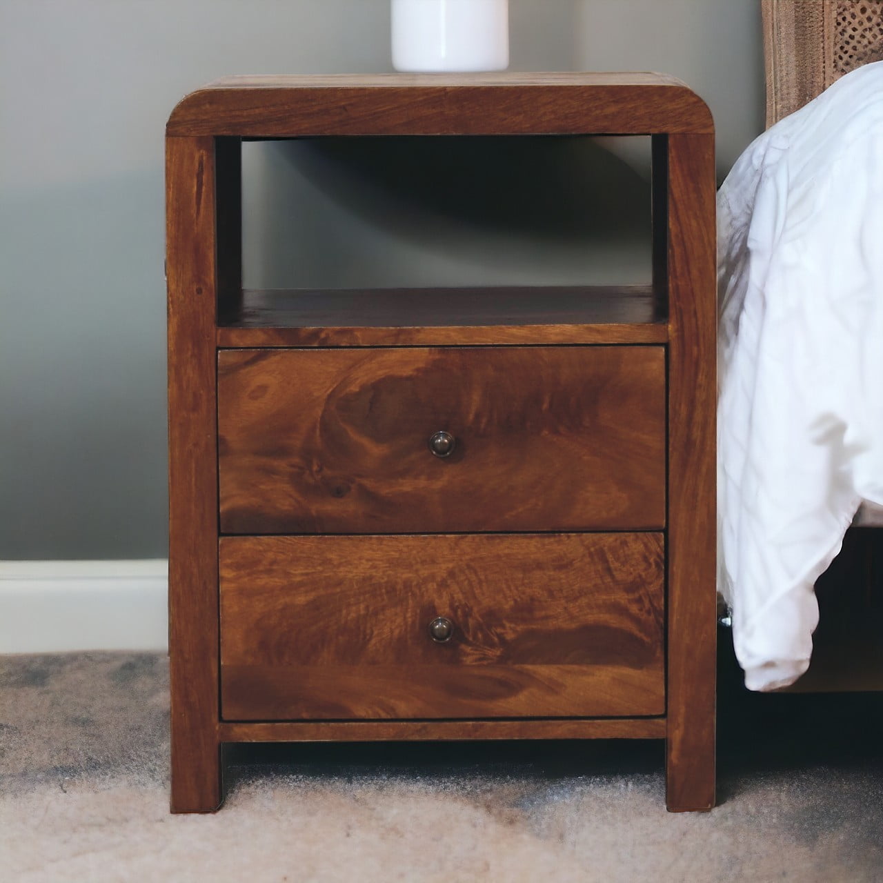 Aspen Bedside. 100% Solid Mango Wood