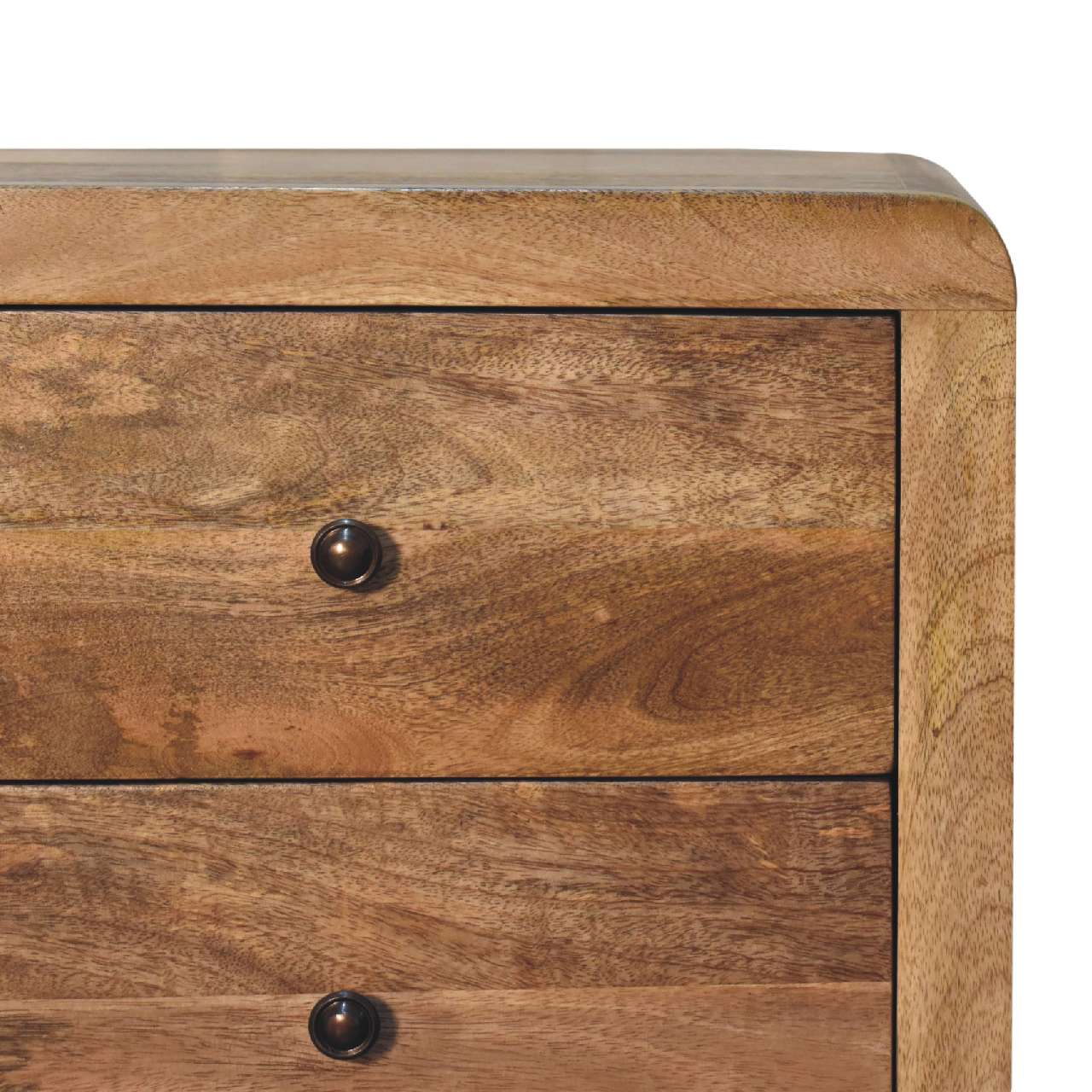 Aspen Oak-ish 3 Drawer Bedside. 100% Solid Mango Wood