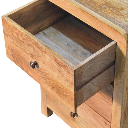 Aspen Oak-ish 3 Drawer Bedside. 100% Solid Mango Wood