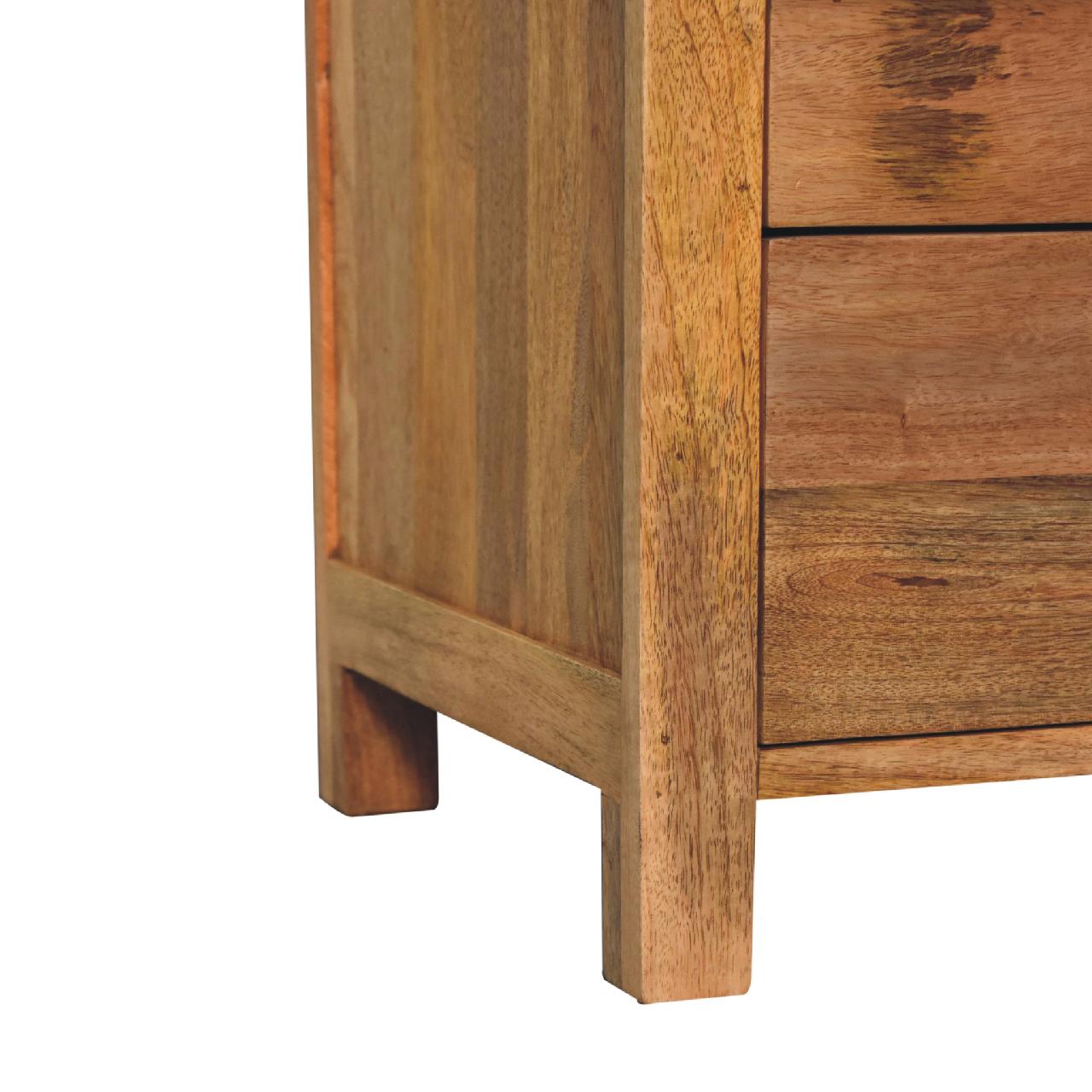 Aspen Oak-ish 3 Drawer Bedside. 100% Solid Mango Wood