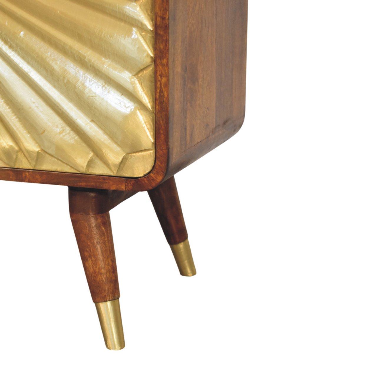 Avora Brass Embossed  Chestnut Cabinet. 100% Solid Mango Wood
