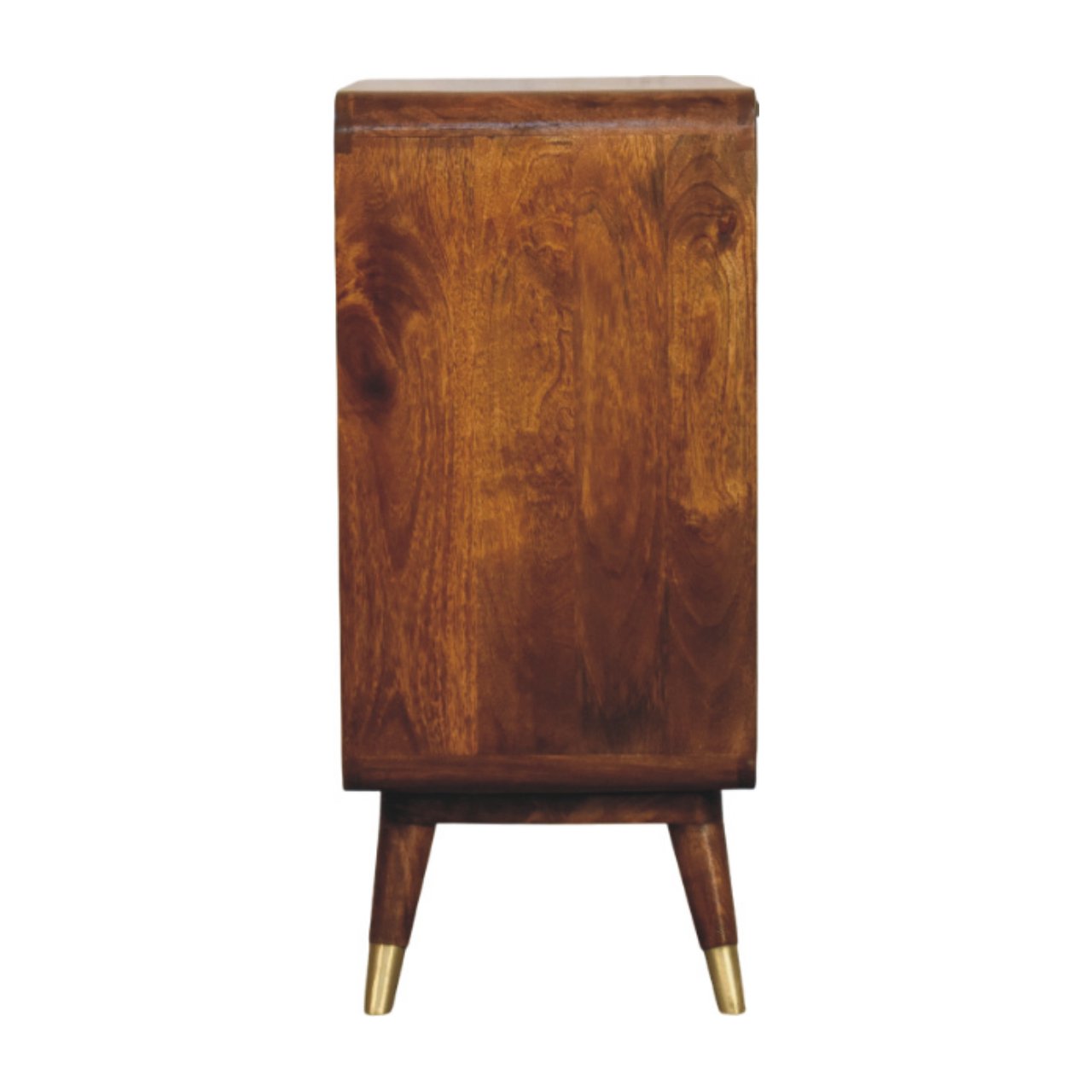 Avora Brass Embossed  Chestnut Cabinet. 100% Solid Mango Wood