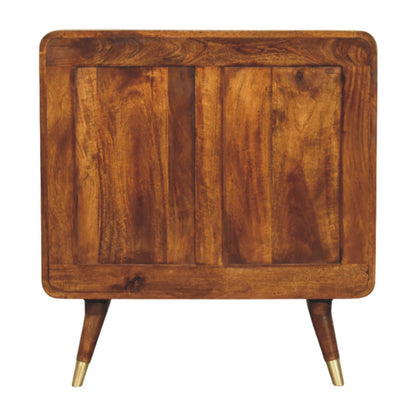 Avora Brass Embossed  Chestnut Cabinet. 100% Solid Mango Wood