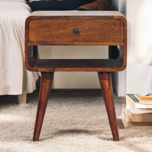 Avora Chestnut Nightstand. 100% Solid Mango Wood