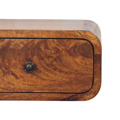 Avora Mini Wall-Mounted Chestnut  Nightstand. 100% Solid Mango Wood