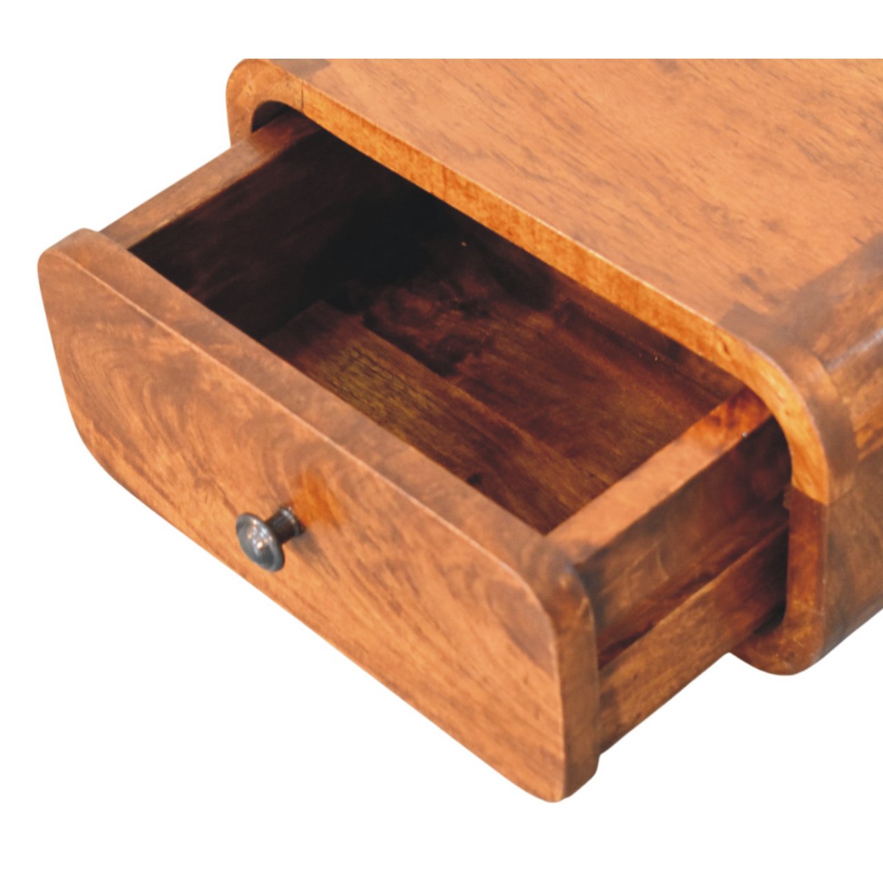 Avora Mini Wall-Mounted Chestnut  Nightstand. 100% Solid Mango Wood