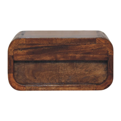 Avora Mini Wall-Mounted Chestnut  Nightstand. 100% Solid Mango Wood
