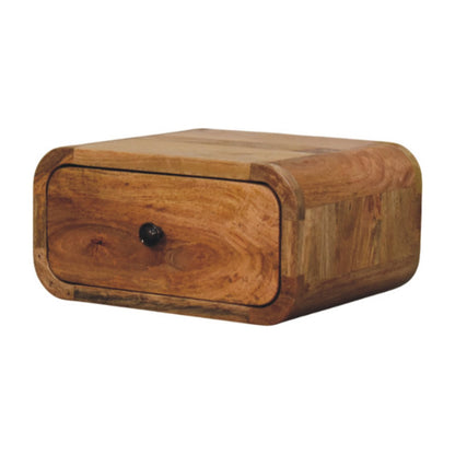 Avora Mini Wall-Mounted Oak-ish Nightstand. 100% Solid Mango Wood