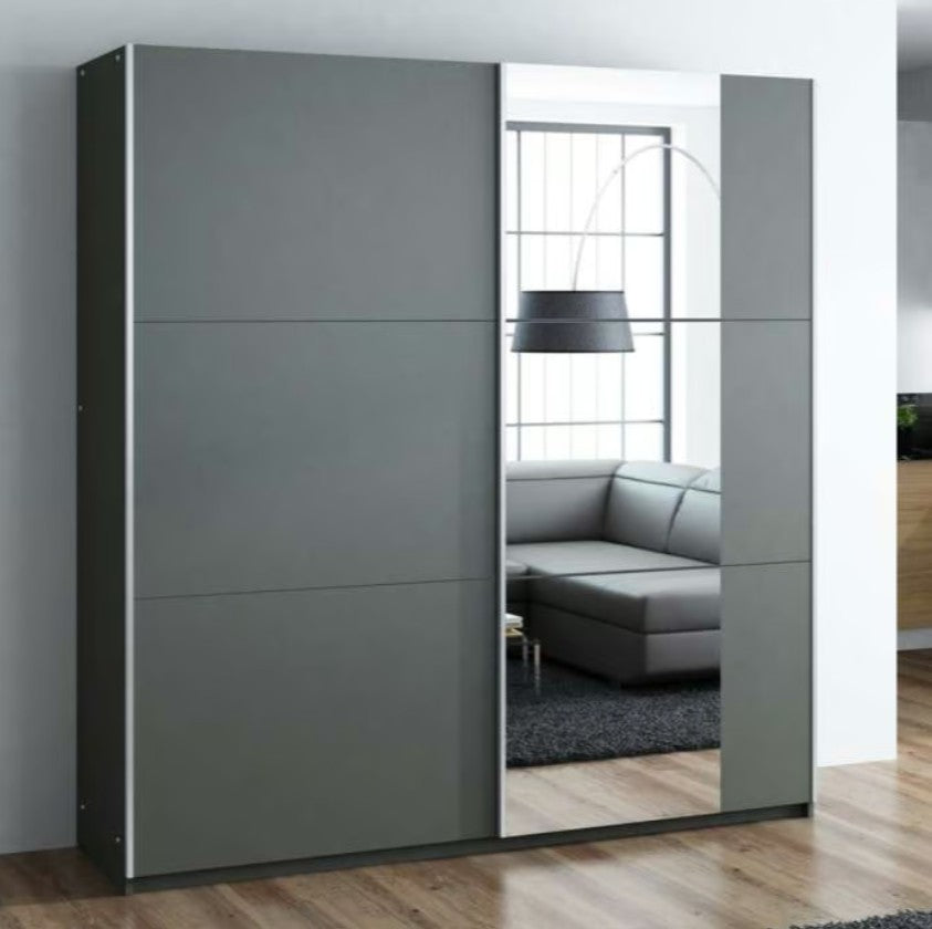 Bastia 150cm Sliding Door Wardrobe in White Matt or Grey Matt