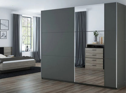 Bastia 250cm Sliding Door Wardrobe in White Matt or Grey Matt