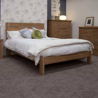 Trend Slatted Super Kingsize Bed. Solid Oak