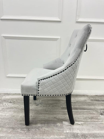 Bentley Black Leg Dining Chair Light Grey