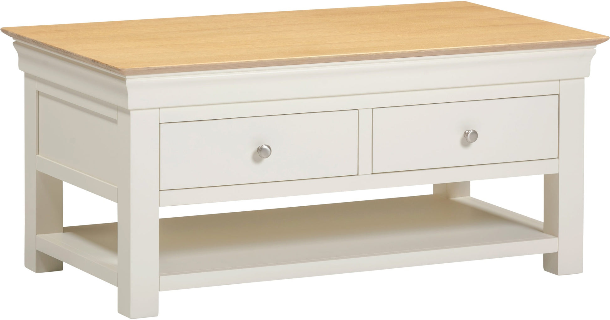 Bordeaux 2 Drawer Coffee Table Ivory/Oak or Grey/Oak