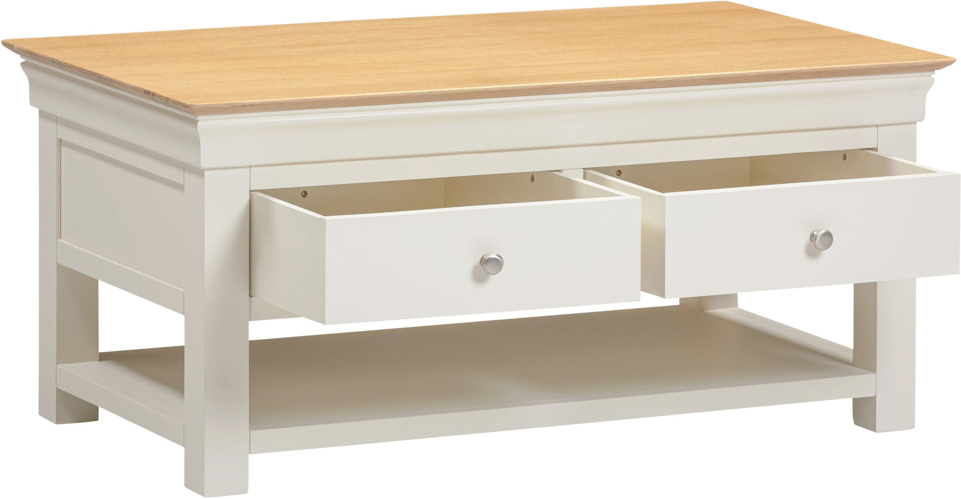 Bordeaux 2 Drawer Coffee Table Ivory/Oak or Grey/Oak