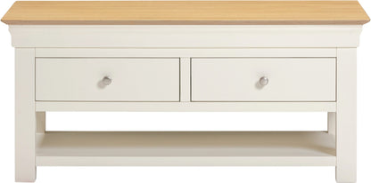 Bordeaux 2 Drawer Coffee Table Ivory/Oak or Grey/Oak