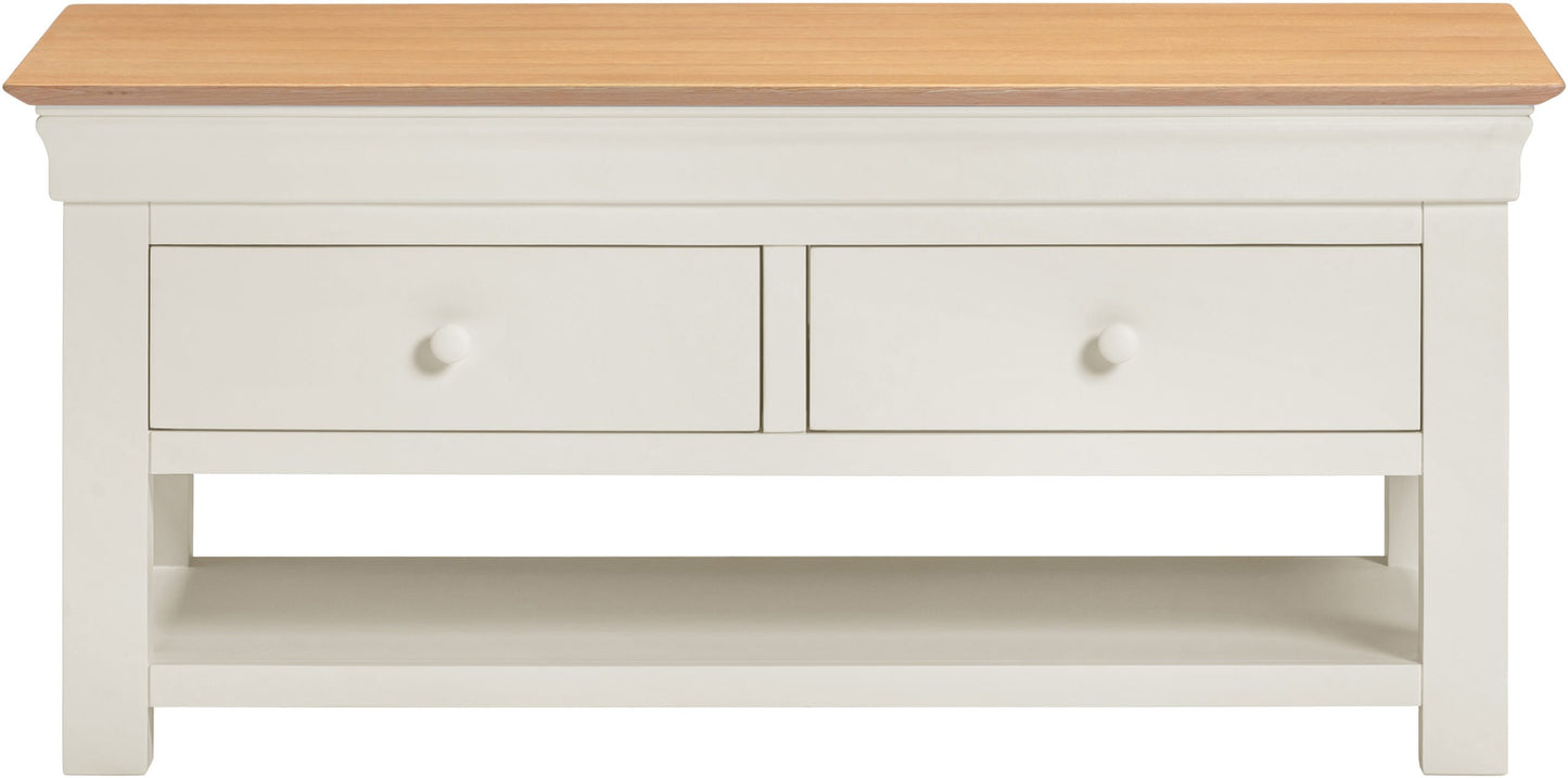 Bordeaux 2 Drawer Coffee Table Ivory/Oak or Grey/Oak