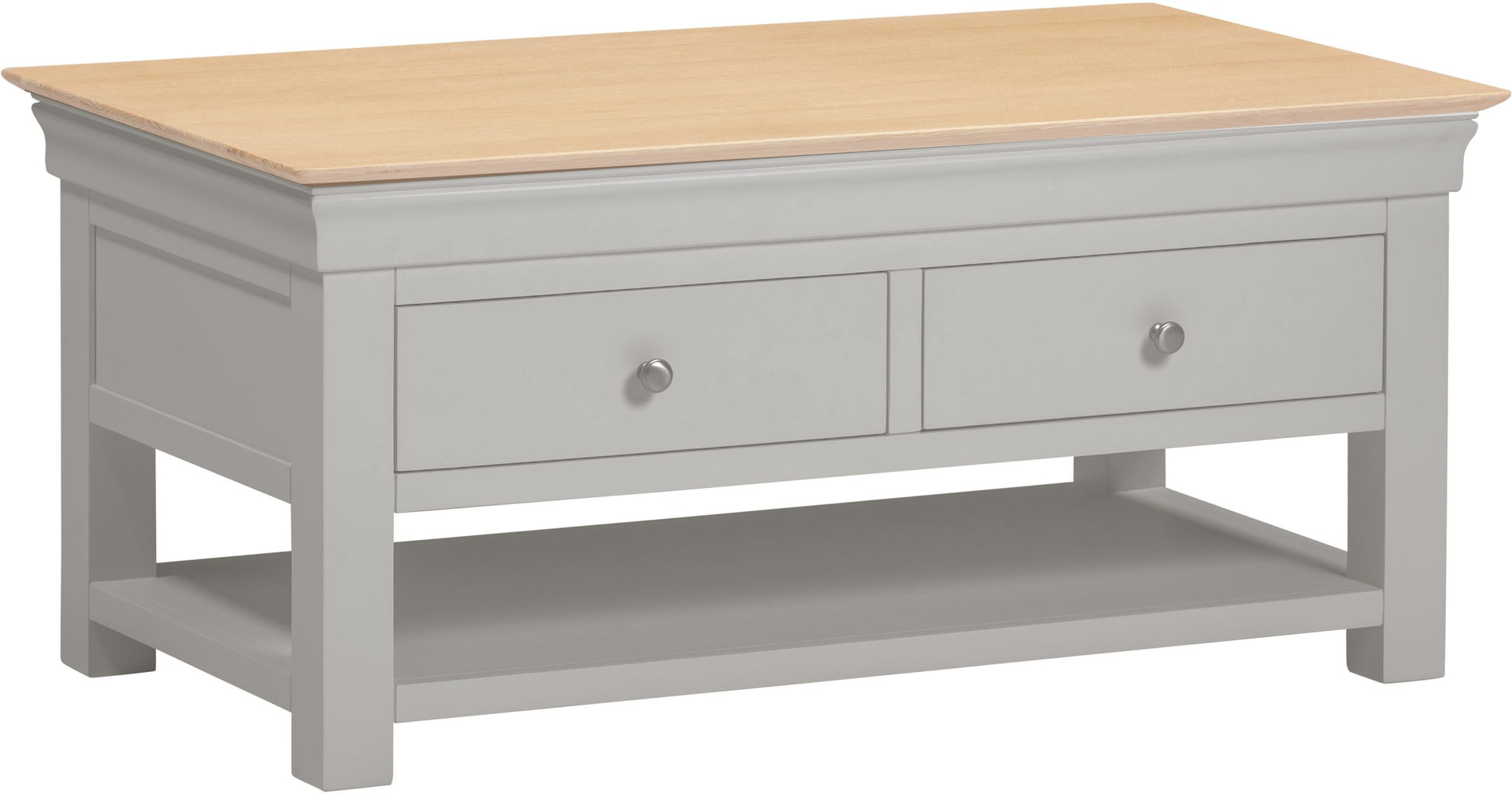 Bordeaux 2 Drawer Coffee Table Ivory/Oak or Grey/Oak